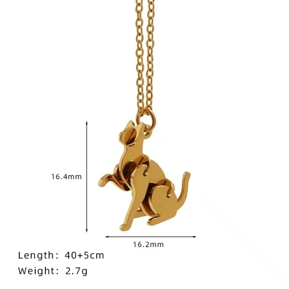 14K Gold Domestic House Cat “3 Dimensional Puzzle” Pendant Necklace - Picture 5 of 6